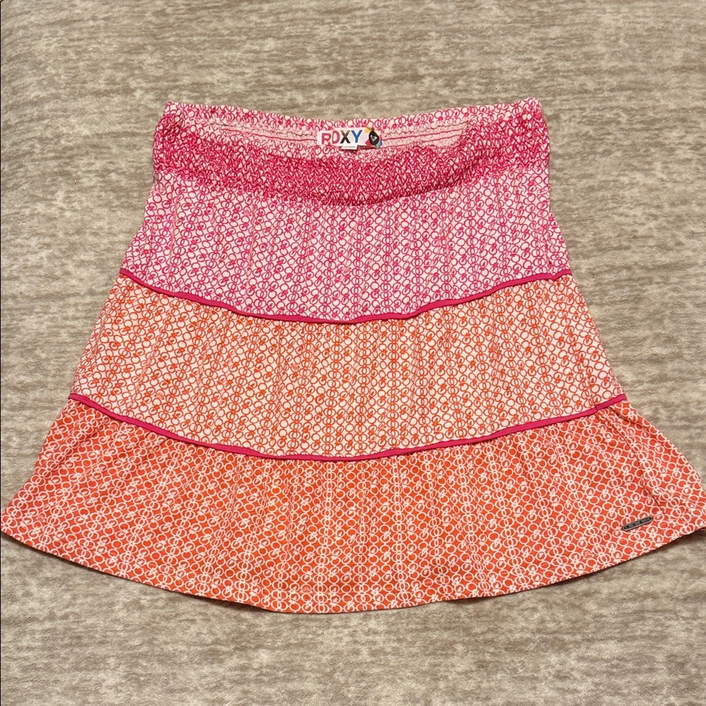 Roxy Y2K Pink and Orange Patterned Skirt